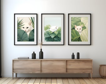 Contemporary cat art print cat wall art cat poster pet art minimal cat wall art cat lover gift printable wall decor instant digital download
