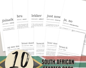 Funny South African definition prints set of 10 DIGITAL DOWNLOAD humorous South African wall art dictionary poster funny definition wall art