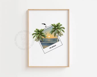 Beach polaroid wall art beach prints wall art seaside poster DIGITAL DOWNLOAD printable beach wall decor ocean print digital art decor