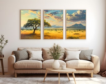African landscape set of 3 South Africa print African wall art posters nature wall art landscape print printable wall art digital download