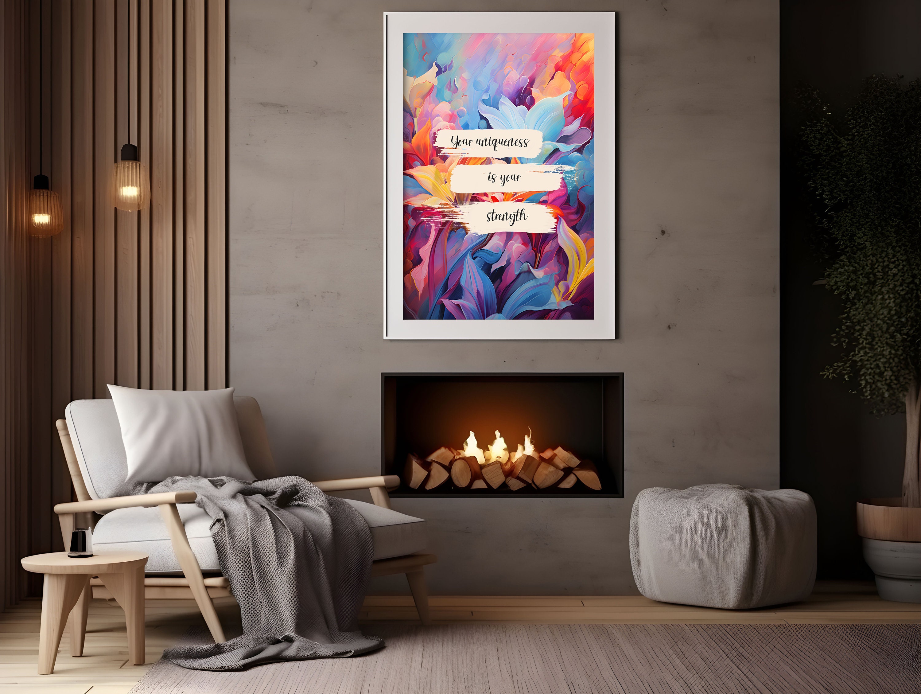 Abstract Motivational Wall Art Colorful Floral Wall Decor Motivational ...