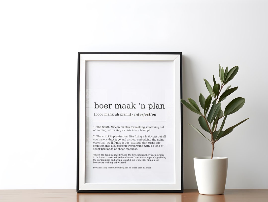 Funny Boer Maak 'n Plan Dictionary Definition Print DIGITAL DOWNLOAD ...