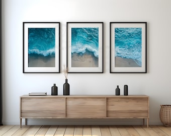 Ocean waves set of 3 ocean prints beach wall art coastal decor printable beach photography beach poster DIGITAL DOWNLOAD nautical home decor