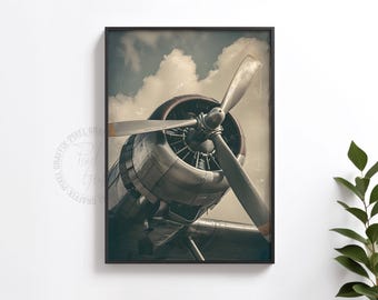 Vintage airplane pilot poster | Retro aviation wall art print, Classic aircraft travel decor, Digital download