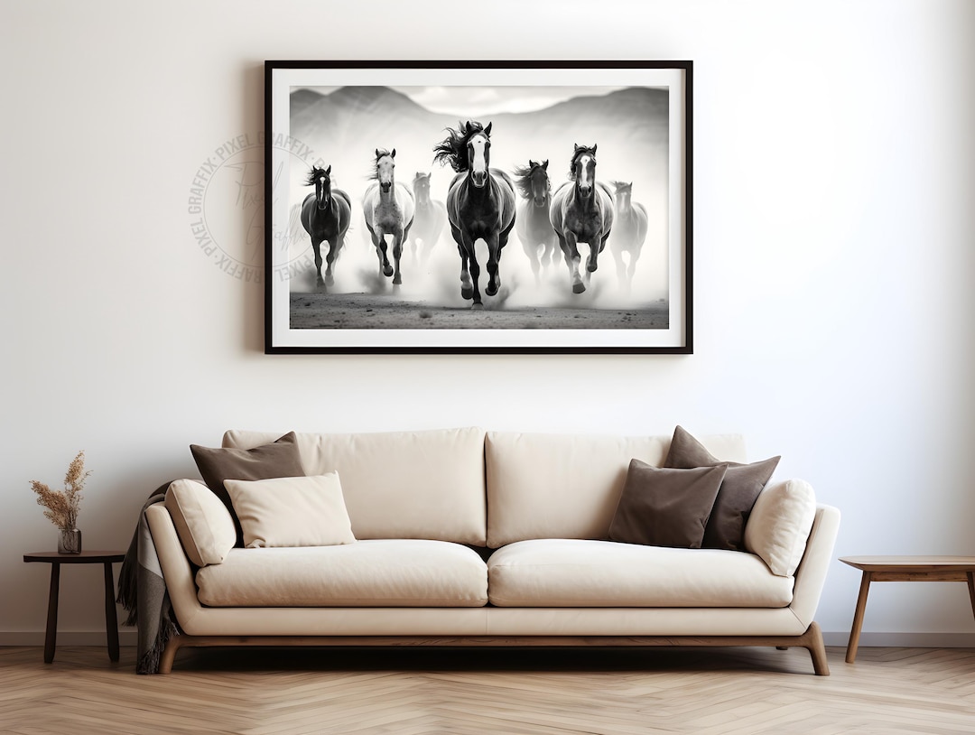 Wild Mustang Horses Photograph Horse Photography Print Black and White ...