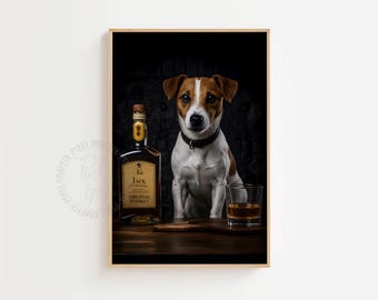 Jack Russell whiskey poster | Funny dog bar wall art print, Whisky lover gift, Rustic pub decor, Man cave artwork, Digital download
