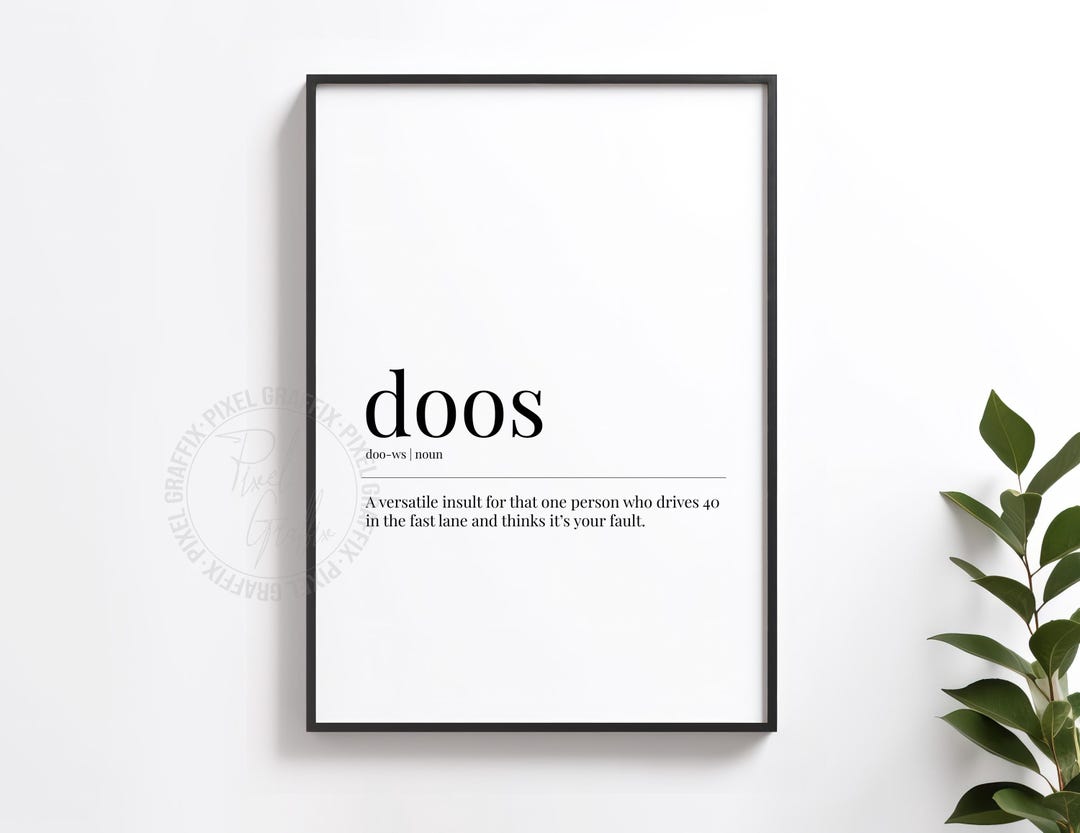 Sample Doos Doos Dictionary Definition Poster | South African Slang Meaning Wall ...