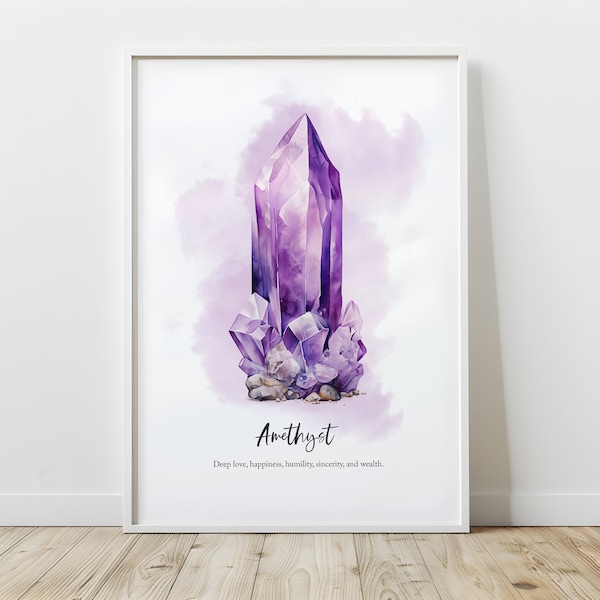 February birthstone print amethyst wall art birthstone poster DIGITAL DOWNLOAD February birth stone wall art printable gemstone poster