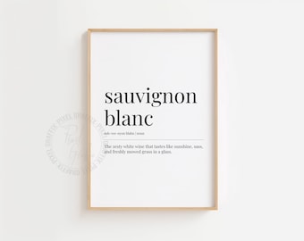 Funny sauvignon blanc dictionary definition poster | Minimalist wine humor wall art print, Alcohol bar kitchen decor, Digital download