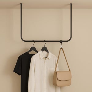 Perchero de tubo redondo, perchero | Barra de ropa de techo para montar en el techo | Para pasillo, dormitorio, varios tamaños.