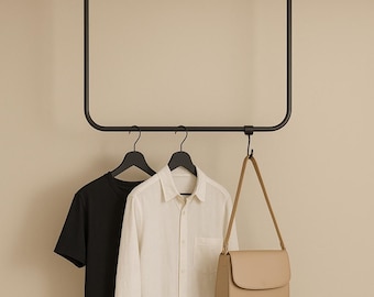 Perchero de tubo redondo, perchero | Barra de ropa de techo para montar en el techo | Para pasillo, dormitorio, varios tamaños.