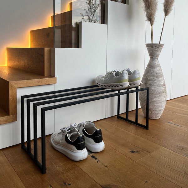 Metal shoe rack, loft shoe rack, standing shoe rack for storing shoes | minimalist shoe rack for the entrance area