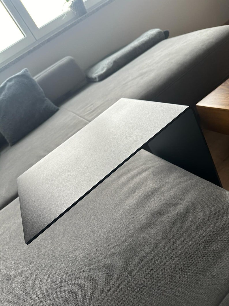 Couchtisch, Beistelltisch Schwarz, Beistelltisch Couch in C Form aus hochwertigem pulverbeschichtetem Stahl. Moderner Sofatisch, Nachttisch Bild 5