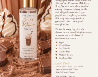 Chocolate Milkshake Body Mist | Creamy Chocolate, Vanilla Gourmand Fragrance