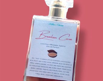 Brazilian Cocoa Eau De Parfum - Coconut, Peach, Lemon,  Gourmand Chocolate Blend Perfume, Fragrance, Body Spray