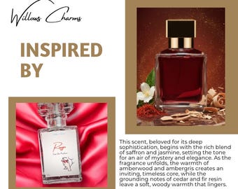 Rouge Eau De Parfum: aroma a jazmín y azafrán, fragancia ambarina intensa para la noche.