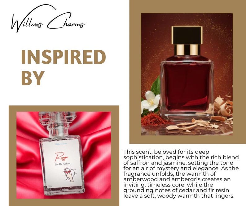 Rouge Eau De Parfum: aroma a jazmín y azafrán, fragancia ambarina intensa para la noche. imagen 1