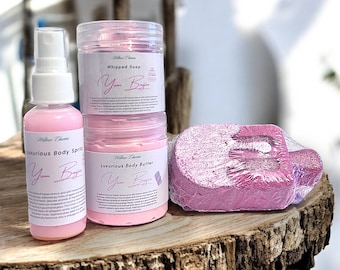 Set de regalo completo de baño y cuerpo personalizado / Cuidado de la piel natural, brillante y ecológico, sin jabón
