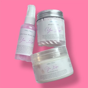 Yum Boujee Collection: Vegan Whipped Soap, Body Butter & Body Spray - Marshmallow Raspberry Scent