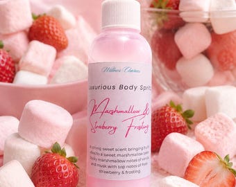 Spray corporal de fresa y malvavisco: fragancia golosa, perfume para el cabello, de larga duración.