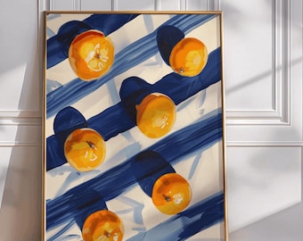 Summer Tangerines Kitchen Print: Retro Italian Food Poster, Dining Poster