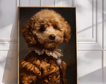 Toy Poodle Royal Art Print, Doodle Mom Decor, Renaissance Pet Portrait, Poodle Art, Maximalist Wall Art, Vintage Charm, Poodle Mom Gift