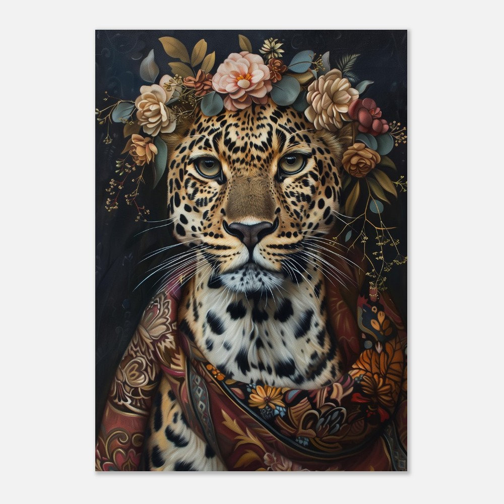 Majestic Leopard Poster Maximalist Animal Art Print Decor Bold Floral ...