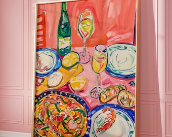 Dining Room Poster, Kitchen Decor, Kitchen Print, Matisse, Dopamine Decor, Kitchen Art, Retro, Food, Vintage, Preppy, Italian