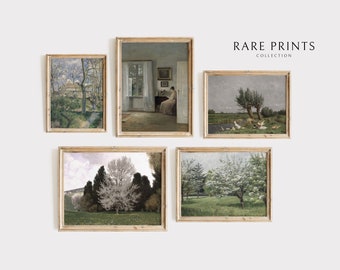 Cottagecore Gallery Wall Art: Vintage Spring Landscape Prints (Digital Download)