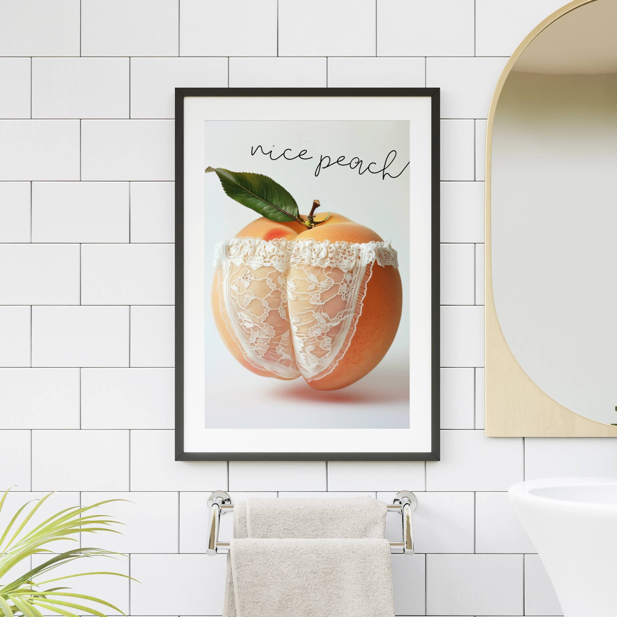 Nice Peach Bathroom Poster: Tongue-in-cheek Eclectic Wall Art - Etsy