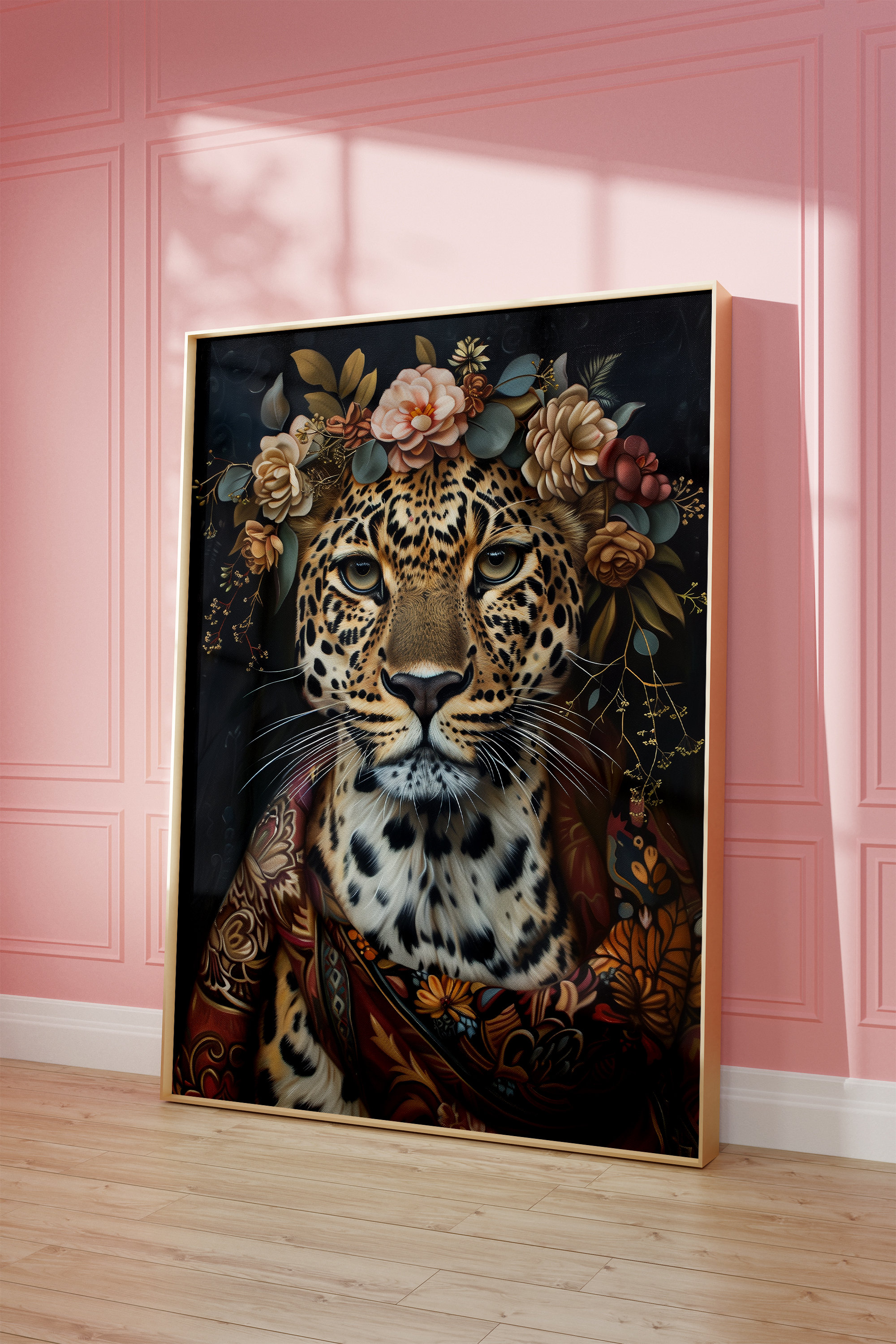 Floral Leopard Portrait Poster: Maximalist Jungle Wall Art - Etsy