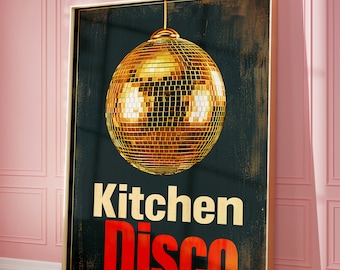 Kitchen Disco Ball Art Print: Retro Kitchen Decor
