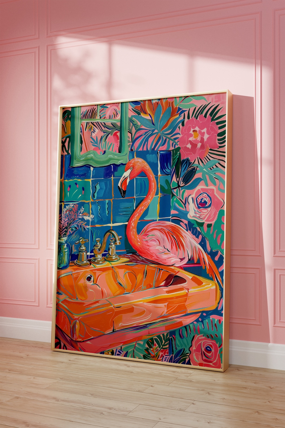 Flamingo Art Print Bathroom Print, Poster, Wall Art, Bath Poster ...