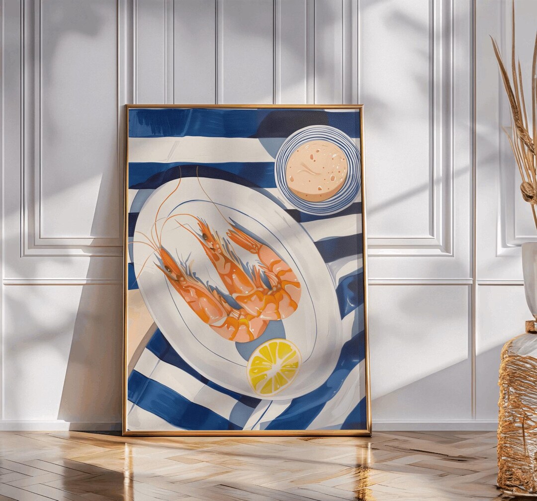 Kitchen Fish Poster Seafood Prawns Poster: Retro Kitchen Print, Dining Art - Etsy