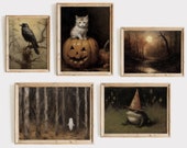 Vintage Halloween Art Print Set: Rustic Spooky Wall Decor (Digital Download)