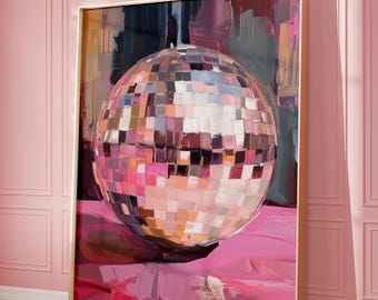 Disco Ball Oil Painting Print: Retro Party Poster