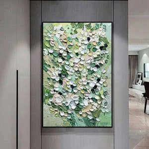 Peinture texturée verte 3D Grande peinture abstraite verte Peinture minimaliste verte Peinture murale verte Art mural vert Décoration murale verte