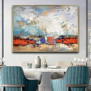 Large Abstract Red Painting Framed Oversize Canvas Original Modern Wall Art Home Decor Red Wall Art Abstract Wall Decor Red Wall Artwork