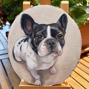 Portrait d’animal de compagnie personnalisé à partir d’une photo, peinture à l’huile peinte à la main sur bois Portrait d’animal d’art personnalisé à partir d’une photo Idée cadeau Bulldog Painting Dog Painting