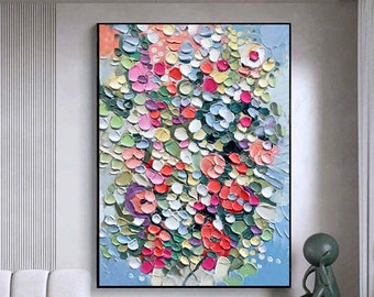 3D Original Flower Painting on Canvas Creamy Textured Wall Art Abstract Floral Art Living Room Wall Art Gift For Her Daisy Flower Painting