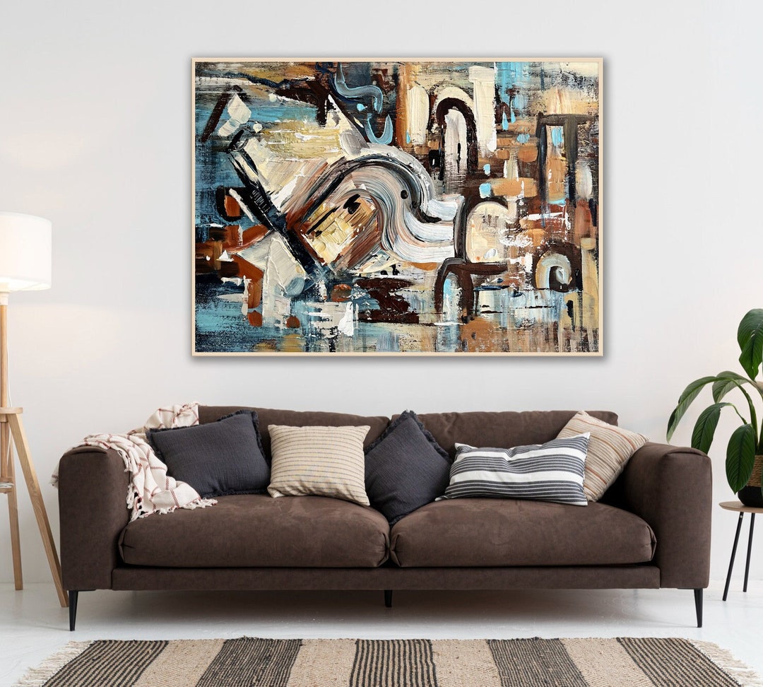 Large Warm Painting Abstract Art Extra Large Painting on Canvas Large