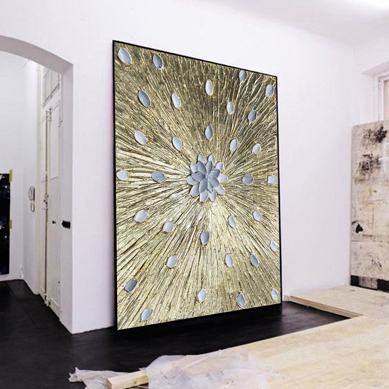 Large Abstract 3d Gold Texture Oil Painting on Canvas Original Modern ...