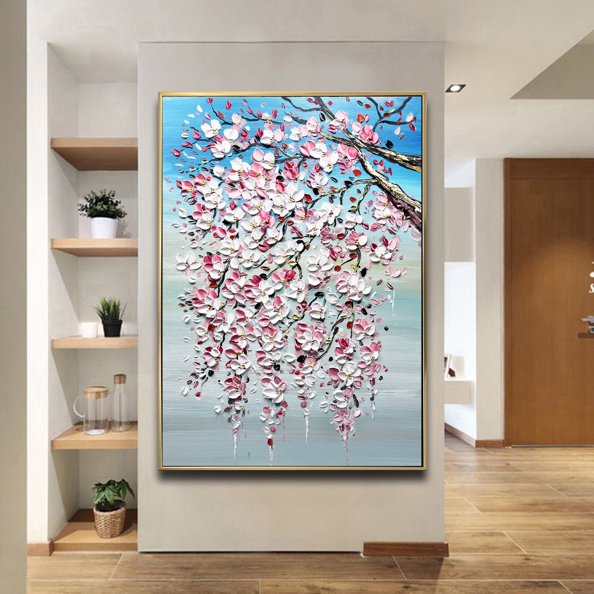Magnolia Blooming Tree Painting on Canvas Magnolia Branch Spring ...