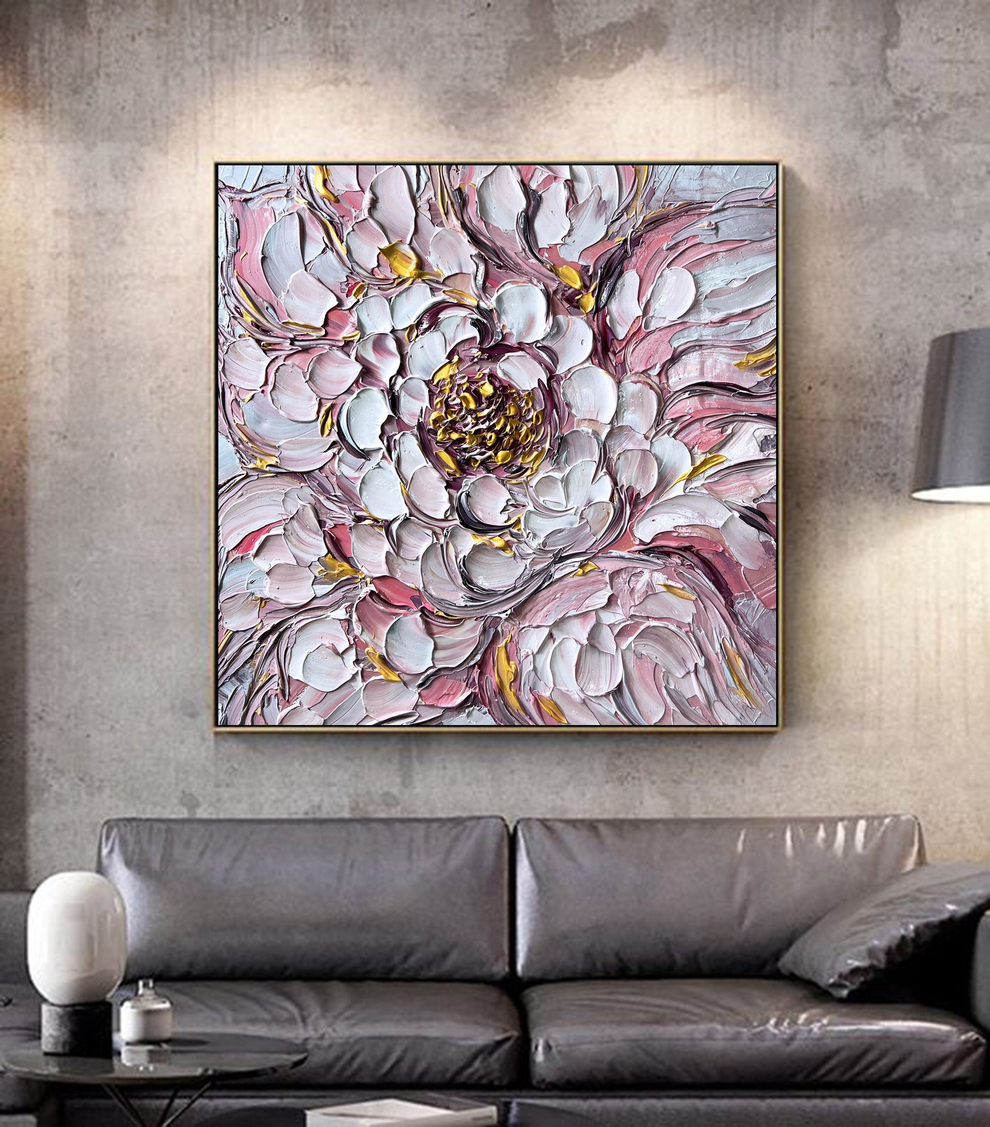 3D Blooming Flower Textured Wall Art White Modern Thick Etsy