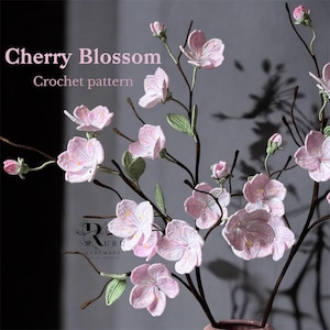 Crochet Cherry Blossom PDF Pattern, digital instant download pattern, Crochet flower pattern