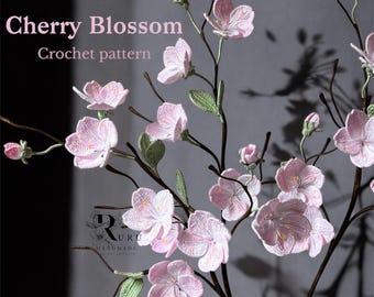 Crochet Cherry Blossom PDF Pattern, digital instant download pattern, Crochet flower pattern