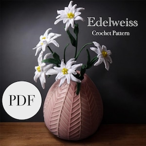 Virkat Edelweiss PDF-mönster/ Alpblomma från Schweiz/ Österrike, direktnedladdning