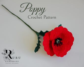 Crochet Poppy Flower PDF Pattern