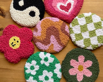 Punch Needle Coaster - Assorted Handmade Tufted Mug Rugs