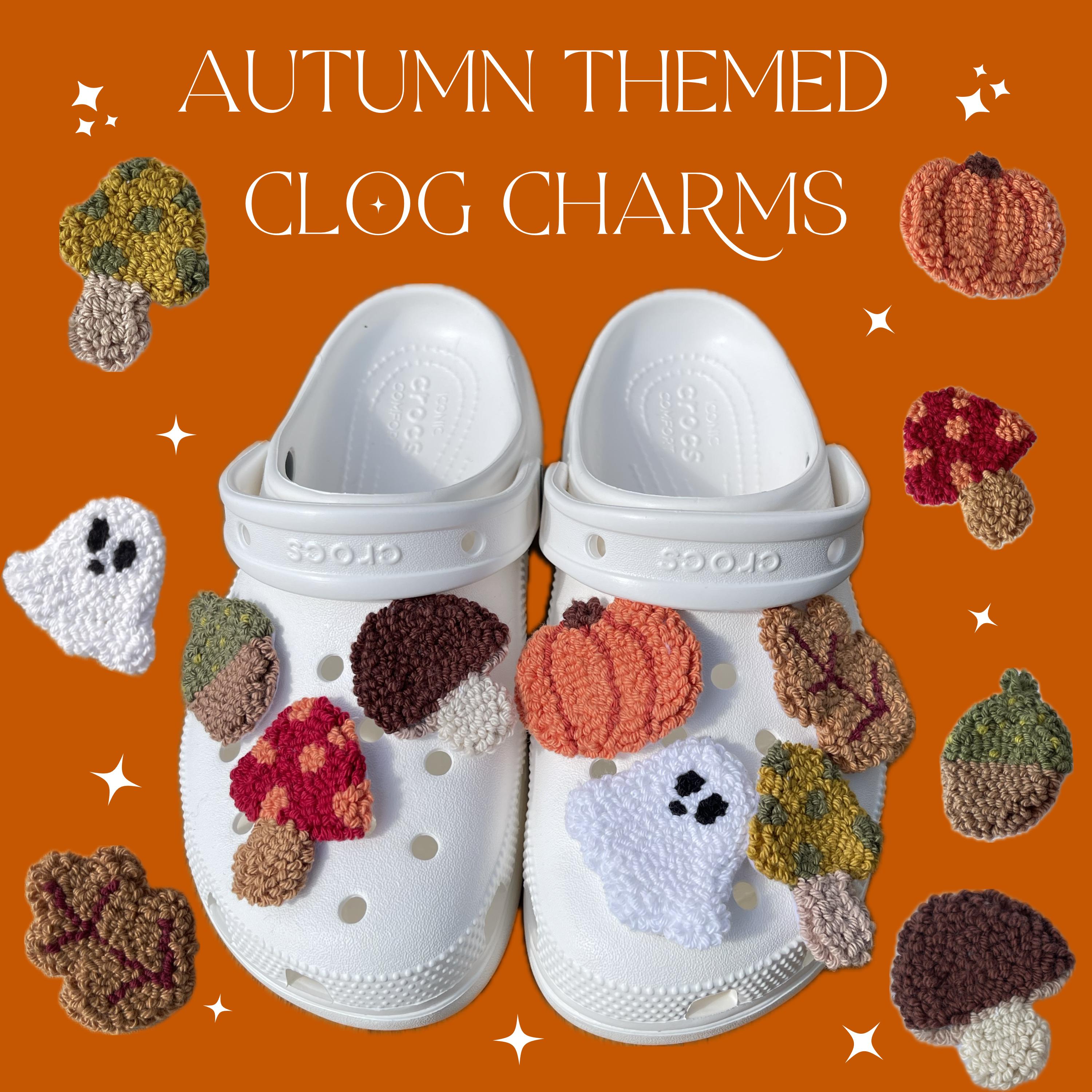 Autumn Halloween Clog Charms- Handmade Fall Punch Needle Embroidered ...